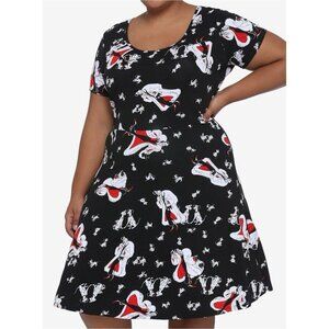 NWT Disney 101 Dalmatians Cruella De Vil Black Lace Back Dress - Size 3X -